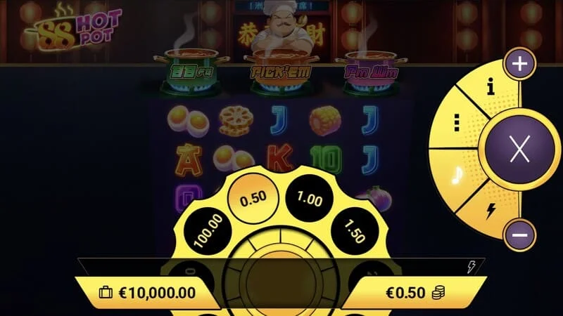 88 Hot Pot - sélection de la mise et interface de spin